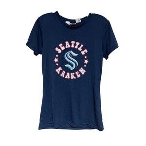 Seattle Kraken NHL Womens Navy Graphic T-Shirt S